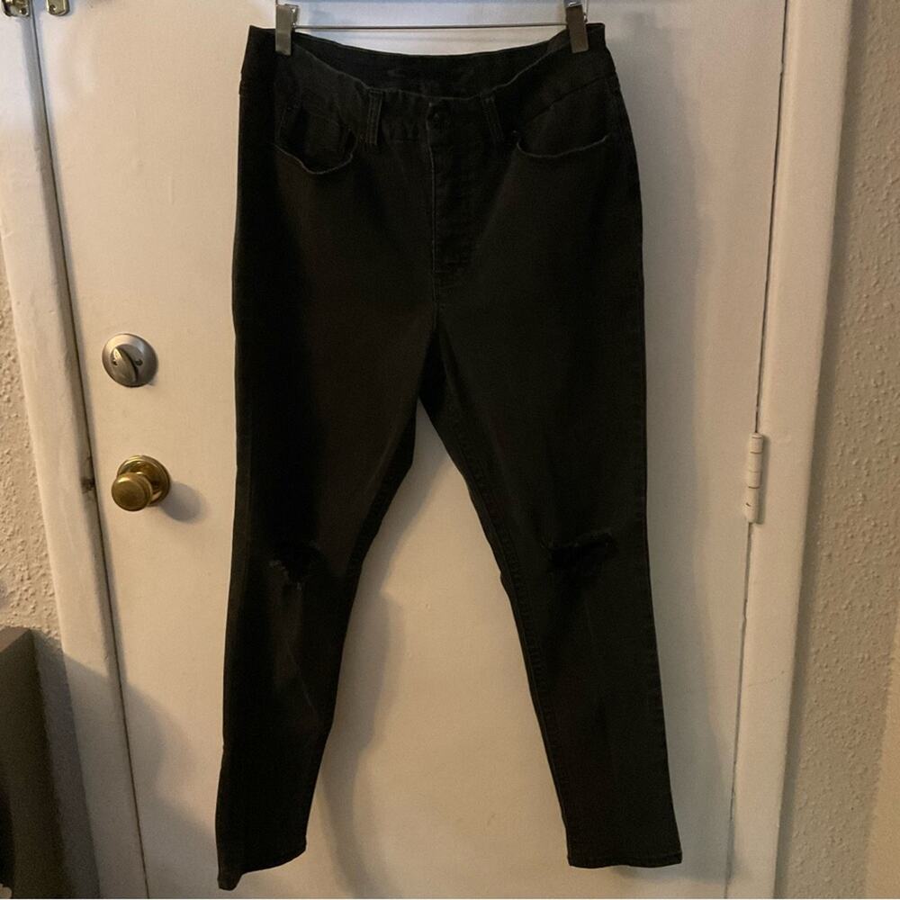 Seven7 Tummyless Black High Rise Skinny 14 Faded Look Plus Size Classic Casual